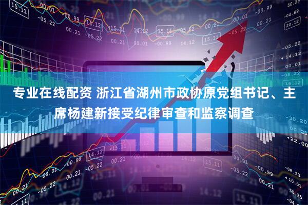 专业在线配资 浙江省湖州市政协原党组书记、主席杨建新接受纪律审查和监察调查